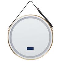 LED-BADEZIMMER-SPIEGEL 60/60 cm mit Bluetooth-Lautsprecher Gold Darois - Goldfarben/Schwarz, Glas (60/60/4cm) - Beliani