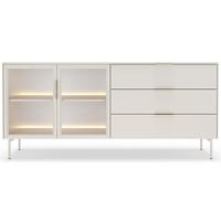 SIDEBOARD Lumi 2-türig mit Glasfronten Kaschmirgrau 181 cm - Taupe/Goldfarben, Holzwerkstoff/Metall (181.3/82.6/39.3cm) - Selsey