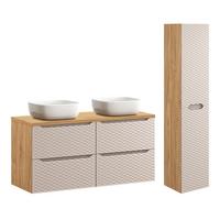 BADMÖBEL 120cm Elora 2er-Set Beige und Holz - Beige, Holzwerkstoff (120/59/46cm) - Petits-meubles