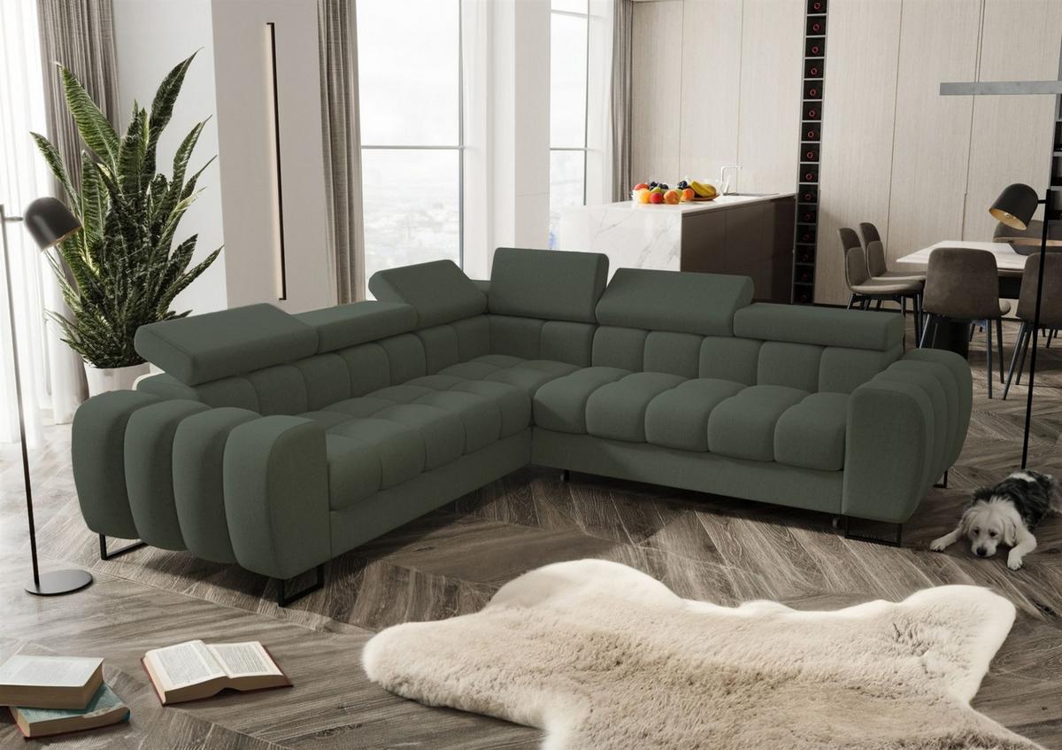 ECKSOFA Bastien Mit Schlaffunktion - Grün, Holzwerkstoff/Textil (260/260cm) - Fun Möbel