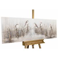 ACRYLBILD HANDGEMALT 150/50 cm - Beige/Weiß, Holz/Textil (150/50cm) - KUNSTLOFT