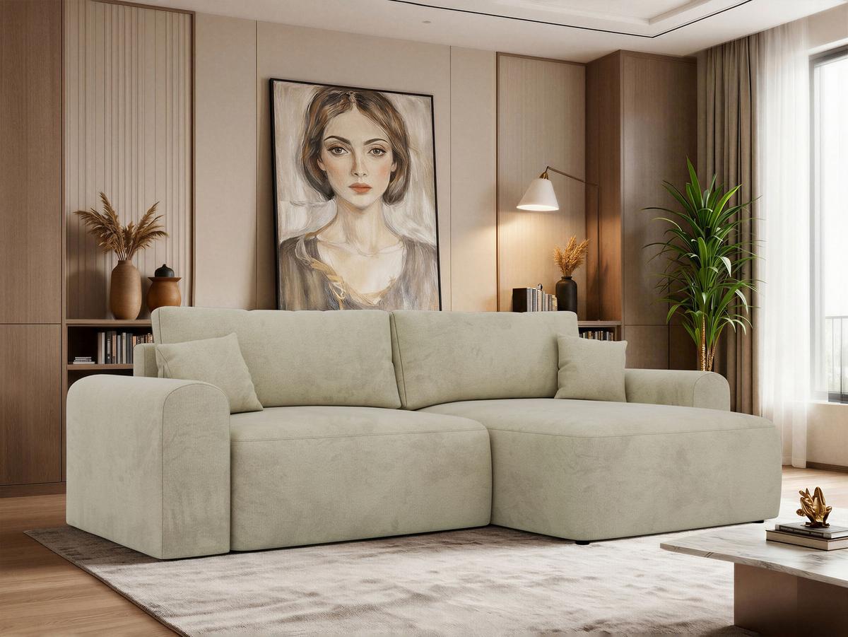 ECKSOFA NEKSON L - Beige Velvet - Beige/Schwarz, Kunststoff/Textil (274/152cm) - MKS