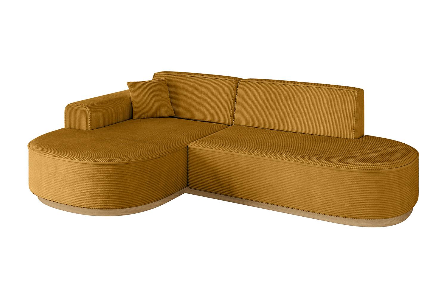ECKSOFA Ottomane Links MARI-L1-v2 - 243x171x83 cm Senfgelb Cord - Gelb, Holzwerkstoff/Textil (243/171cm) - ALTDECOR