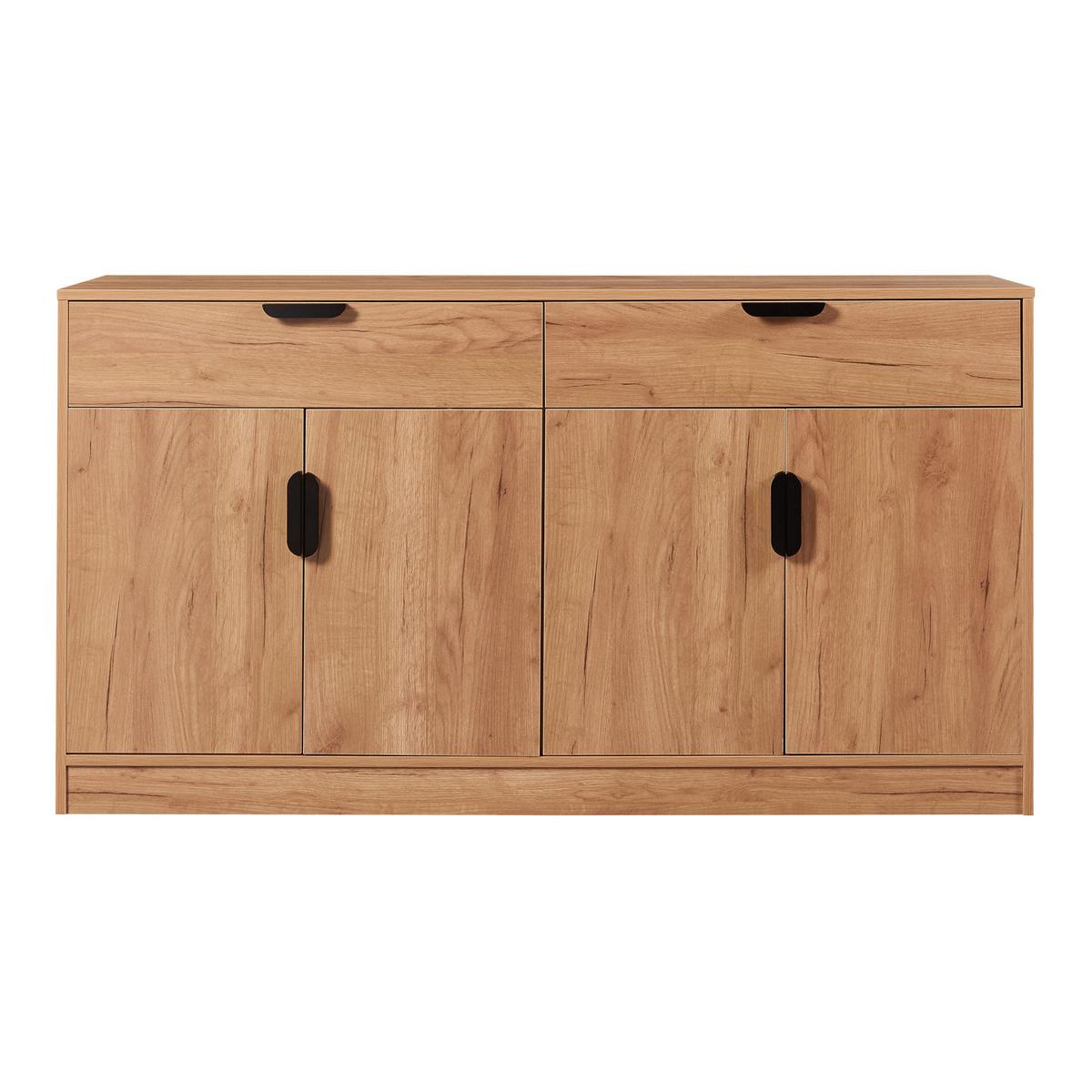 SIDEBOARD Varkaus - Eichefarben/Schwarz, Holzwerkstoff (140/75/40cm) - [en.casa]