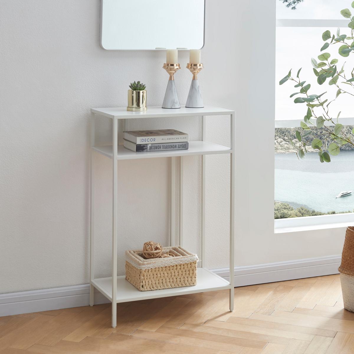 KONSOLENTISCH Kumlinge - Weiß, Metall (30/55/85cm) - [en.casa]