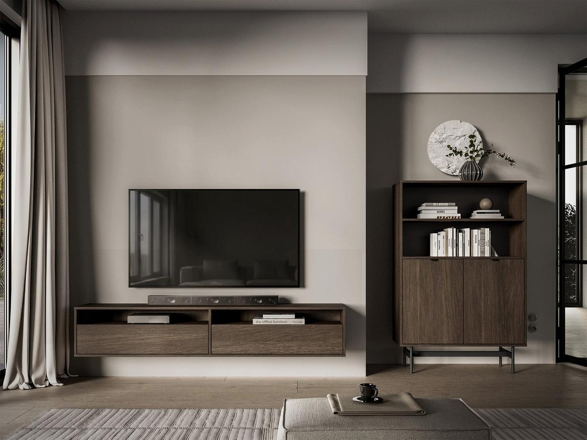 TV-HÄNGEBOARD Heggers mit Fächern DUNIN 180 CM - Dunkelbraun, Holzwerkstoff (180/33/33cm) - Selsey