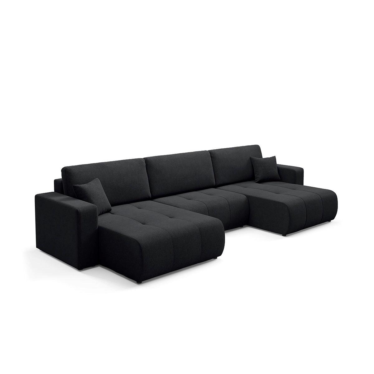 PANORAMASOFA Giulia 5 Sitzplätze Schwarz - Schwarz, Holz (344/82/149cm) - Petits-meubles