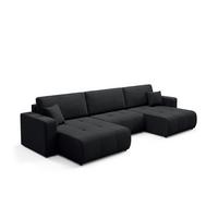 PANORAMASOFA Giulia 5 Sitzplätze Schwarz - Schwarz, Holz (344/82/149cm) - Petits-meubles