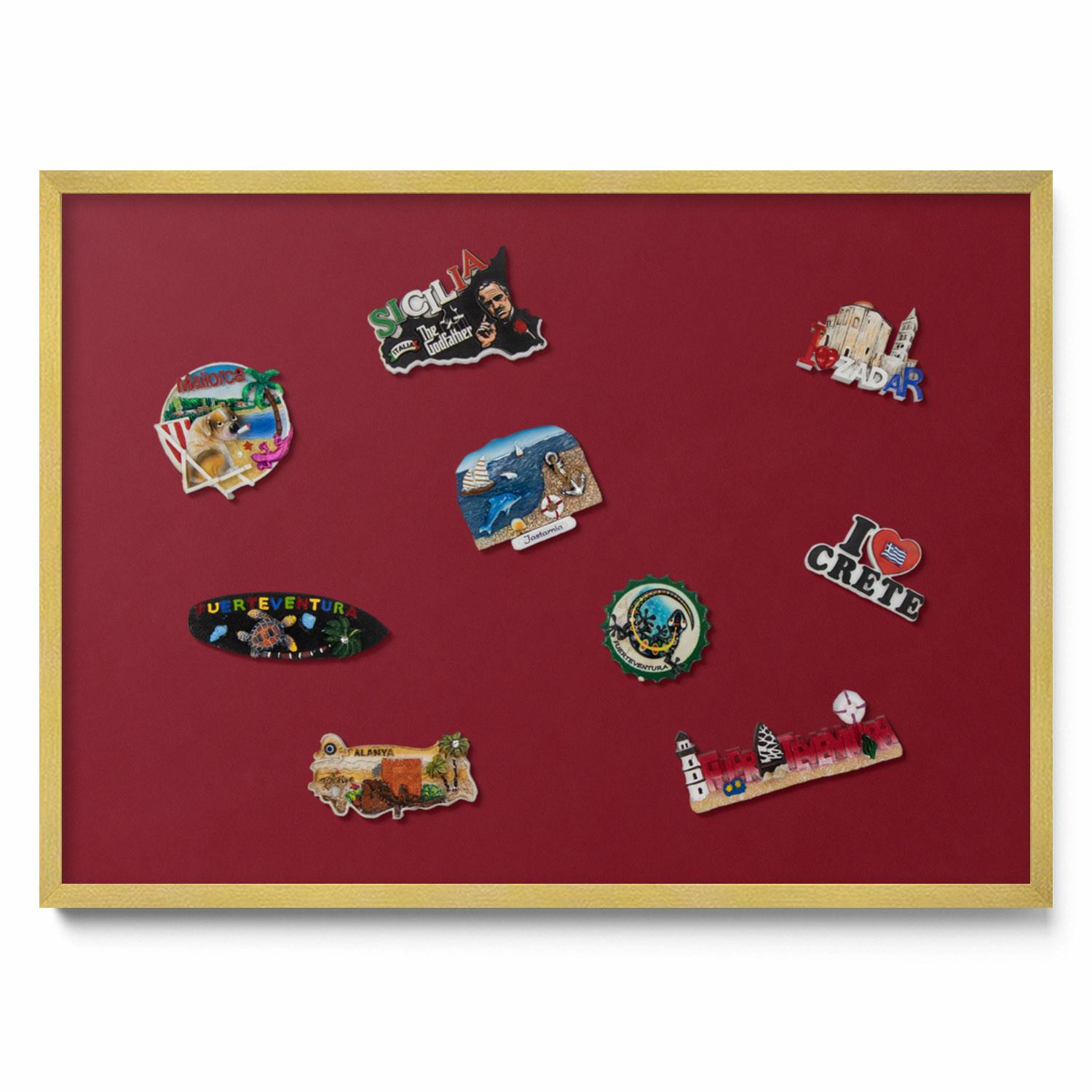 MAGNETTAFEL 70x50 cm Goldener Rahmen Burgunderrot - Rotbraun, Metall (70/50/0.4cm) - TULUP