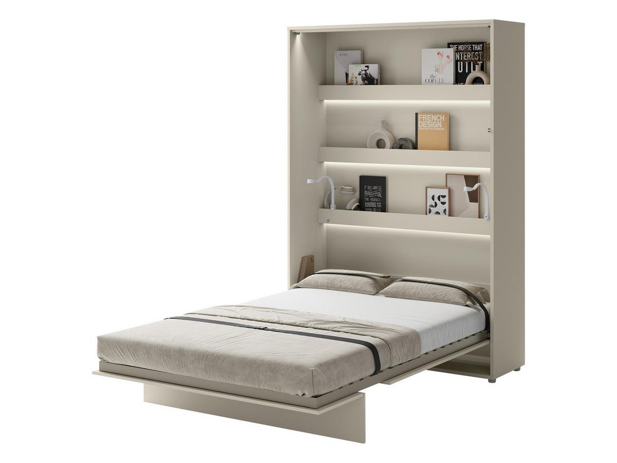SCHRANKBETT Bed-Concept BC-01 140x200 mit zwei LED-Lampe - Kaschmir/Grau, Holz/Holzwerkstoff (140/200cm) - MIRJAN24