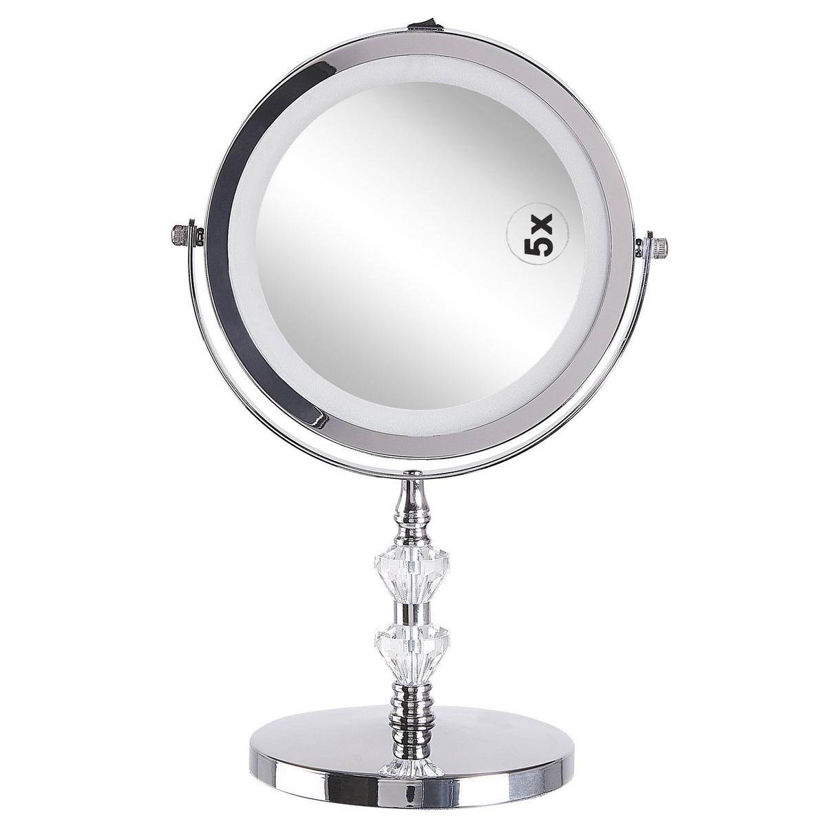 KOSMETIKSPIEGEL silber mit LED-Beleuchtung 20 cm Laon - Silberfarben, Metall (20/31/14cm) - Beliani