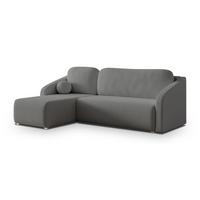 ECKSOFA MARELLO Grau Boucle-Stoff mit Schlaffunktion - Grau, Holz (220/143cm) - MASSENO
