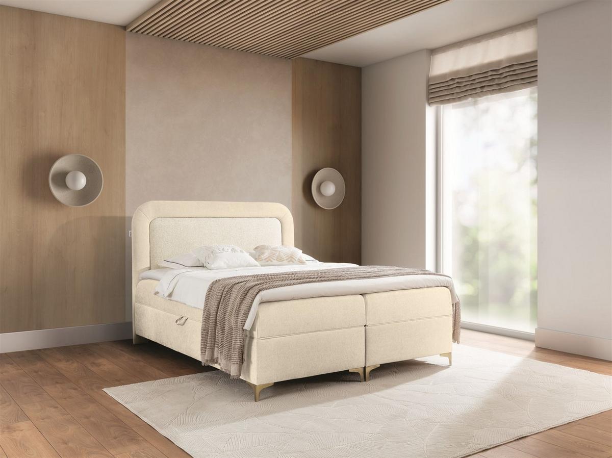 BOXBETT Willow - Creme, Holzwerkstoff/Textil (160/200cm) - Fun Möbel