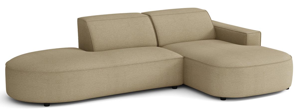 ECKSOFA Sallmo L-Form, 3-Sitzer, rechts 276 cm - Schwarz/Cappuccino, Kunststoff/Textil (276/166cm) - Selsey