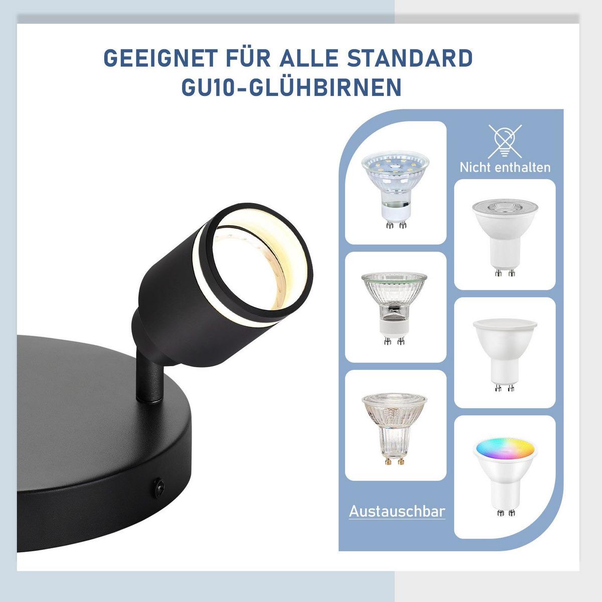 DECKENSTRAHLER Lübeck 2-flammig 20/20/15.7 cm - Schwarz, Metall (20/20/15.7cm) - Nettlife