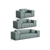 SOFASET Chantal - Salbeigrün, Holzwerkstoff/Textil (251/78/96cm) - Fun Möbel