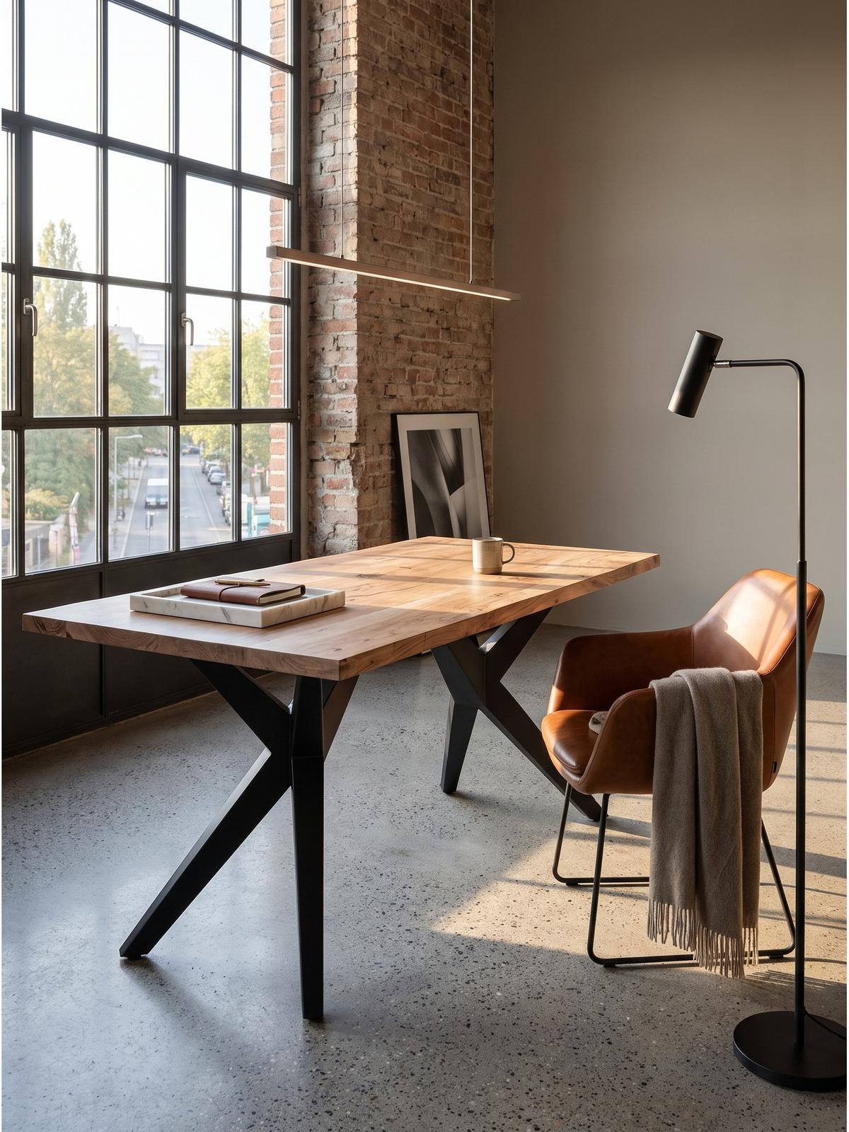 SCHREIBTISCH BLAVET, Akazie Massivholz, Akazie-Schwarz, 180 x 90 x 76 cm - Schwarz/Akaziefarben, Holz/Metall (90/180/76cm) - KADIMA DESIGN