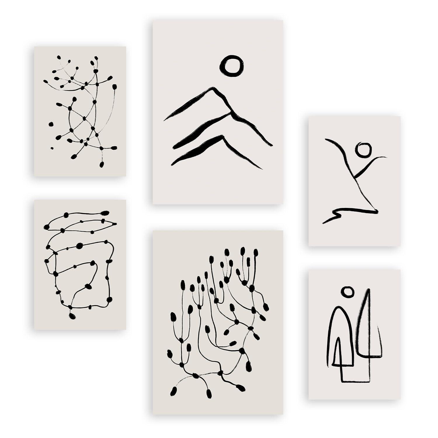 POSTER Set Mit 6 Linien Weicher In Liebhaber Abstrakt A3 & A4 Rahmenlos - Klar, Papier (29/3cm) - Nacnic