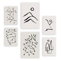 POSTER Set Mit 6 Linien Weicher In Liebhaber Abstrakt A3 & A4 Rahmenlos - Klar, Papier (29/3cm) - Nacnic