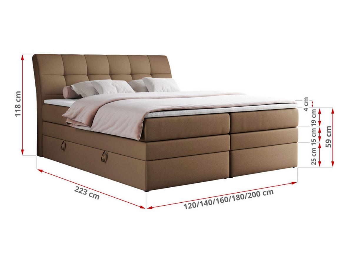 BOXSPRINGBETT GOLD-10 KING 200/200 Braun Kunstleder - H4 - Braun, Holz/Textil (200/200cm) - MKS