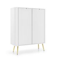 HIGHBOARD ZENZERO 103/129/39 cm mit 2 Türen Weiß - Goldfarben/Weiß, Holzwerkstoff (103/129/39cm) - MASSENO