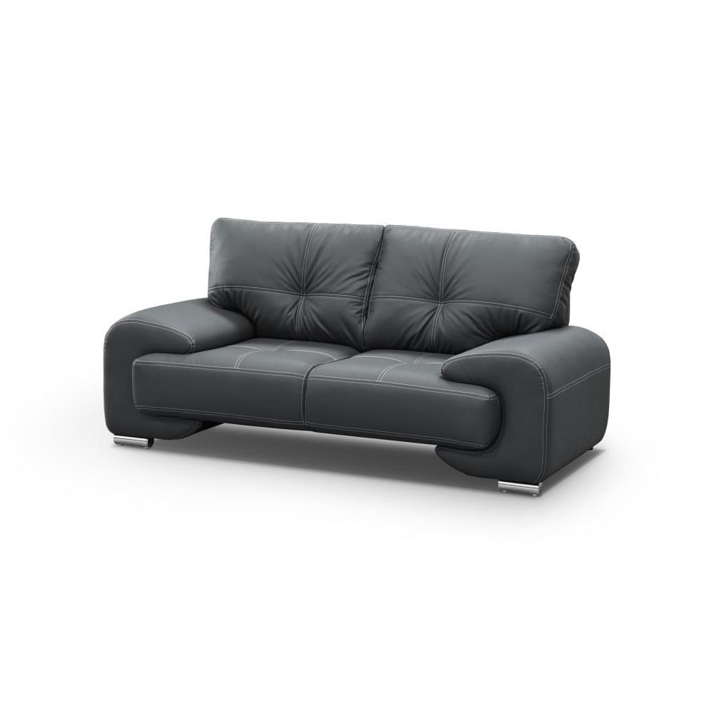SOFA 2-SITZER Omega schwarz - Chromfarben/Schwarz, Leder/Metall (185/88/98cm) - Beautysofa