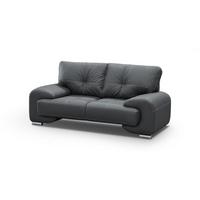 SOFA 2-SITZER Omega schwarz - Chromfarben/Schwarz, Leder/Metall (185/88/98cm) - Beautysofa