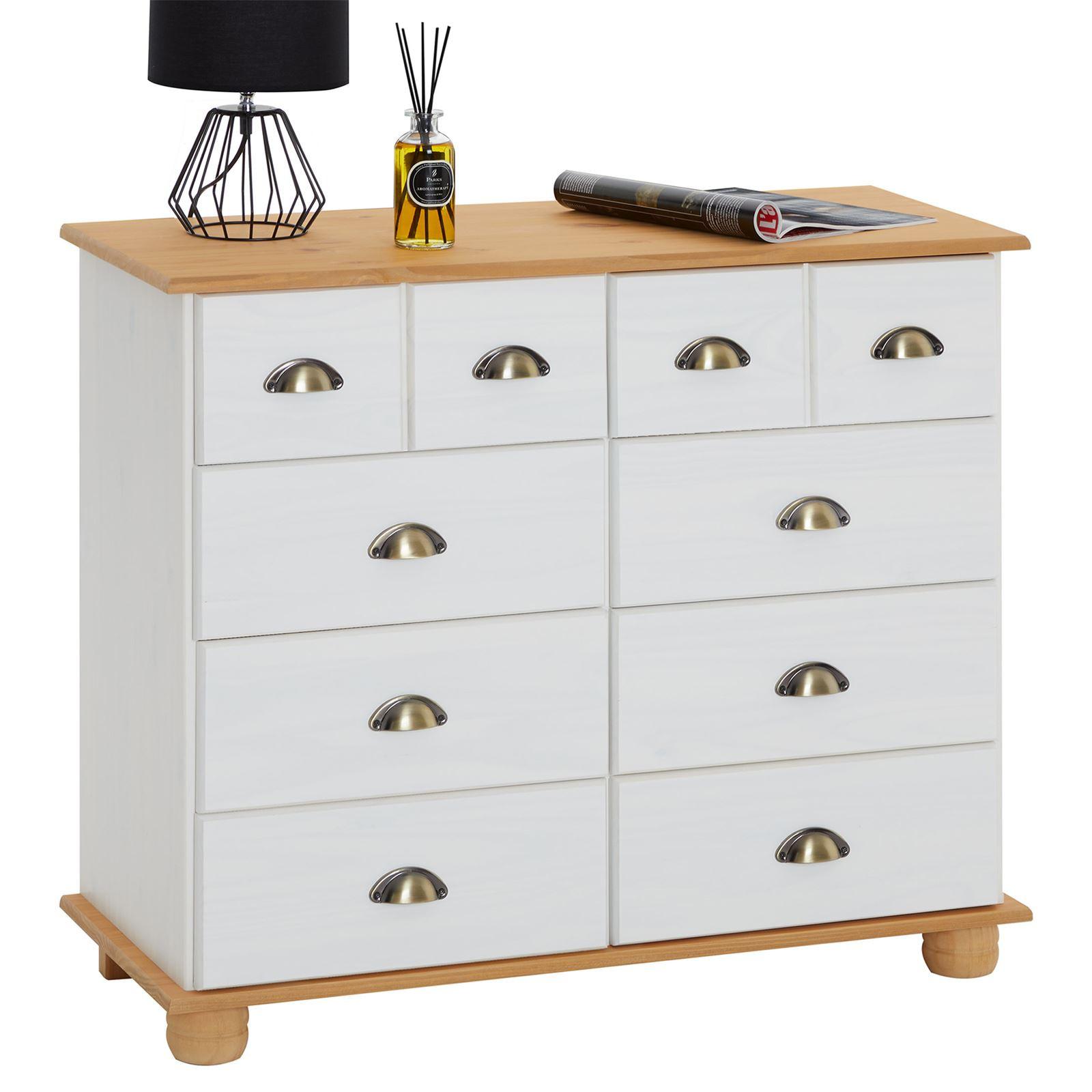 APOTHEKERKOMMODE COLMAR weiß/braun - Weiß/Braun, Holz (92/80/39cm) - IDIMEX
