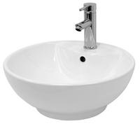 WASCHBECKEN Ø455x185 mm rund aus Keramik in Weiß mit Ablaufgarnitur Weiß - Weiß, Keramik (45.5/18.5/45.5cm) - ECD-Germany