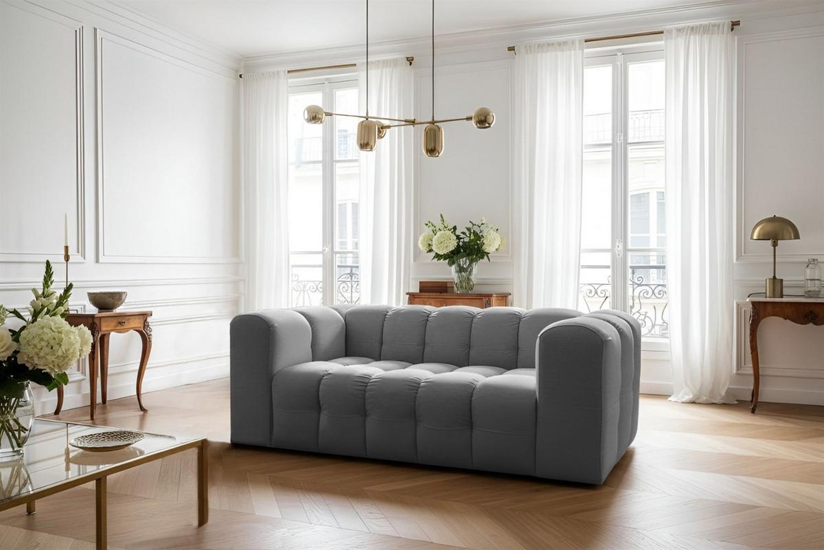 SOFASET Solvie 2-2 In Tiffani - Grau, Holzwerkstoff/Textil (200/75/106cm) - Fun Möbel