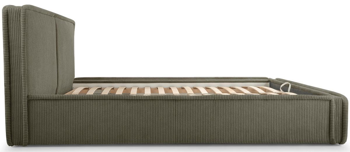 POLSTERBETT CORDO DUNKELBRAUNER CORDSTOFF 160x200 CM - Schwarz/Olivgrün, Kunststoff/Textil (160/200cm) - Selsey