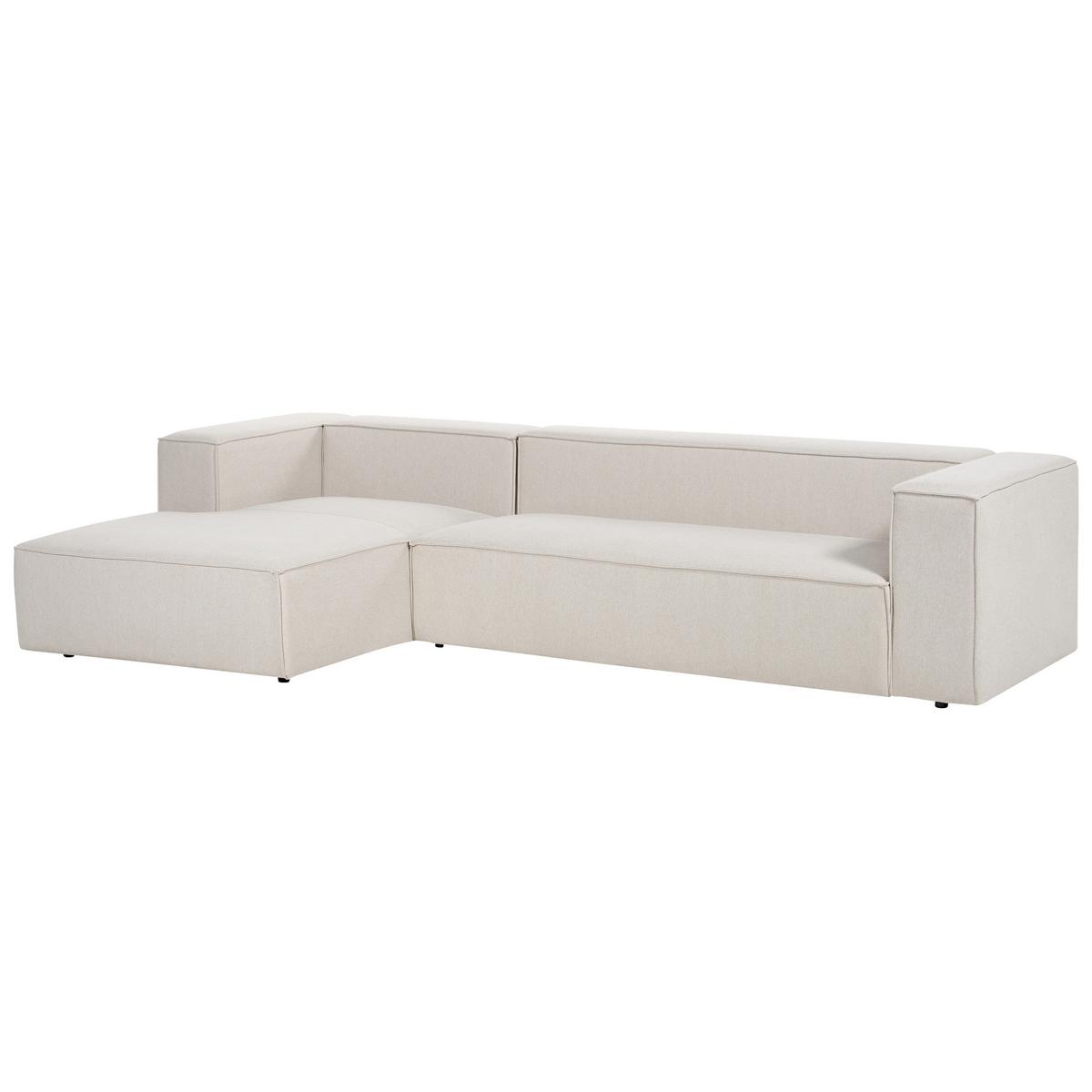 3-SITZER-ECKSOFA hellbeige linksseitig Vernon - Beige, Textil (330/178cm) - Beliani