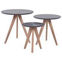COUCHTISCH 3er Set Rund Grau, Hell Holz Vegas - Grau, Holzwerkstoff (48/48/46cm) - Beliani