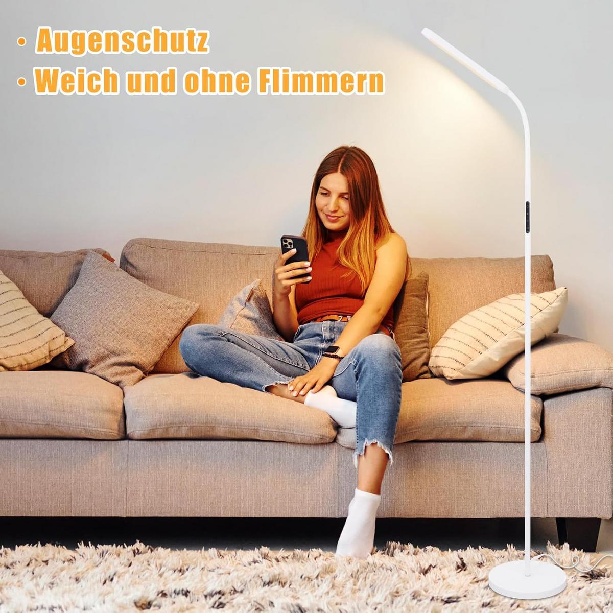 STEHLAMPE Flamar 6.0/137.1/6.0 cm - Weiß, Metall (6/6/137.1cm) - ZMH