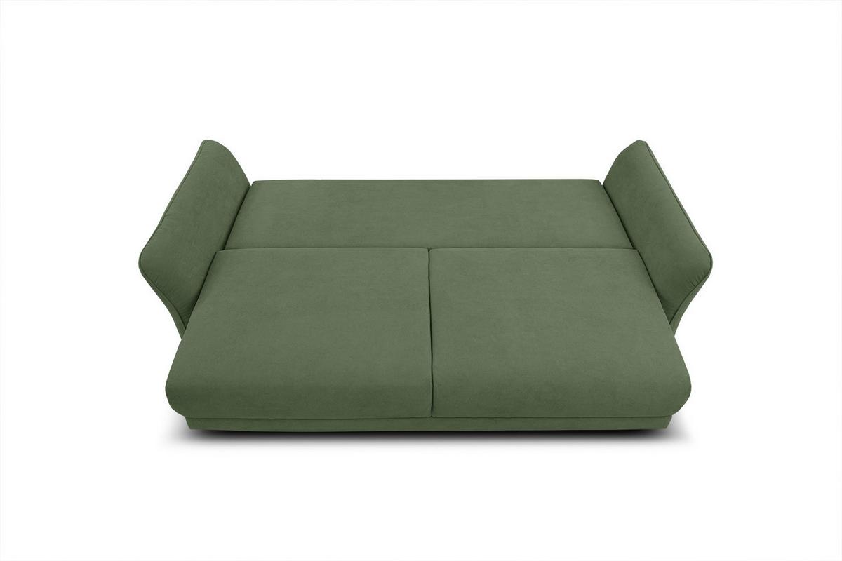 SOFA LOREM 3-Sitzer mit Schlaffunktion, grün - Schwarz/Grün, Holz/Textil (232/90/107cm) - Wozimo