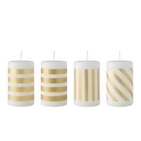 STUMPENKERZEN-SET Christmas Chic weiß-gold 10 cm 4-tlg. - Goldfarben/Weiß, Naturmaterialen (6/10/6cm) - Villeroy & Boch