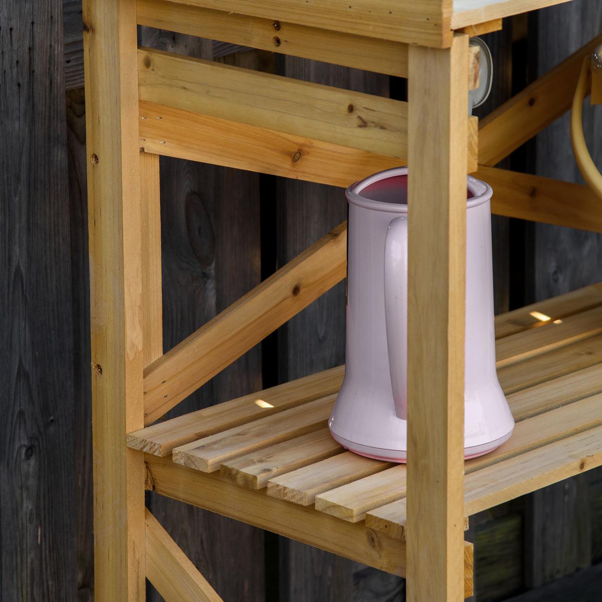 PFLANZTISCH mit Ablagefläche Blumentisch Gärtnertisch Garten Holz Hellbraun - Braun, Holz (80/40/84cm) - Outsunny