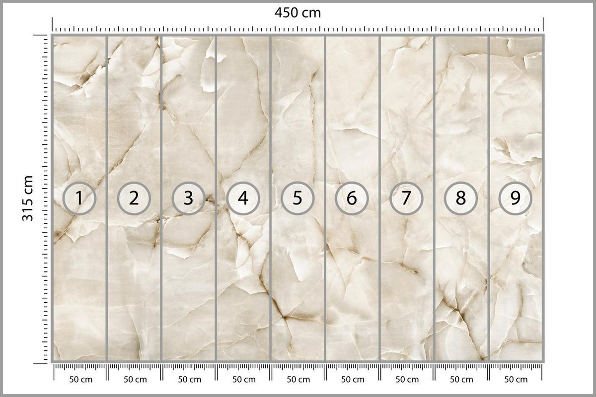 FOTOTAPETE für Wohnzimmer Beige Marmor Muster Stein 450x315 - Beige, Papier (450/315cm) - Muralo