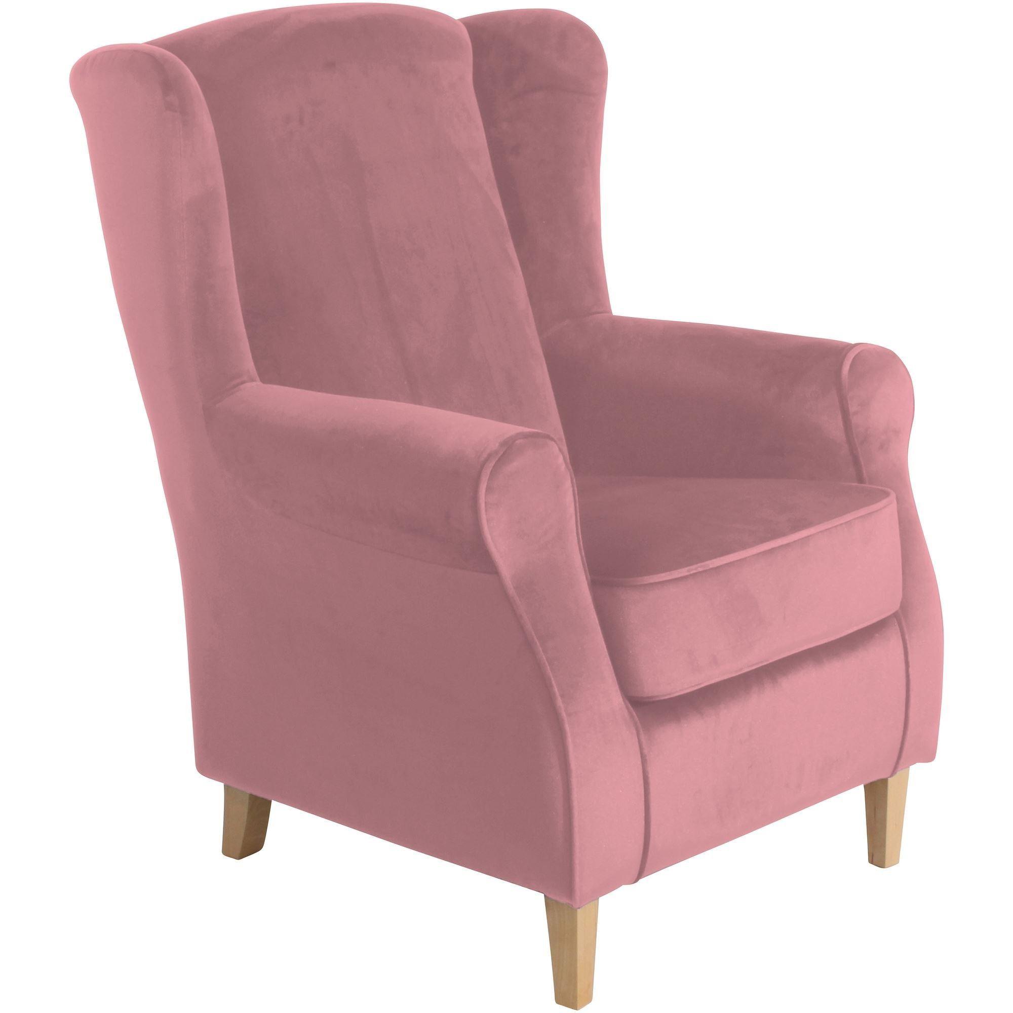 OHRENSESSEL Karlen Bezug Samtvelours Buche natur / rose - Pink/Buchefarben, Kunststoff (86/103/77cm) - 58aufmkessel