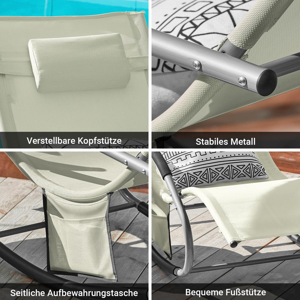 SONNENLIEGE 2 Personen, Gartenliege bis 150kg, Beige - Beige, Metall (63/87/150cm) - SoBuy