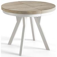 RUNDER Esstisch ausziehbar – Moderner Wohnzimmertisch und Küchentisch – Tisch mit Stabile Konstruktion, Durchmesser 90 cm - 190 cm - Farbe Sonoma - Braun/Weiß, Holzwerkstoff (90/90/77cm) - Alpi-Möbel