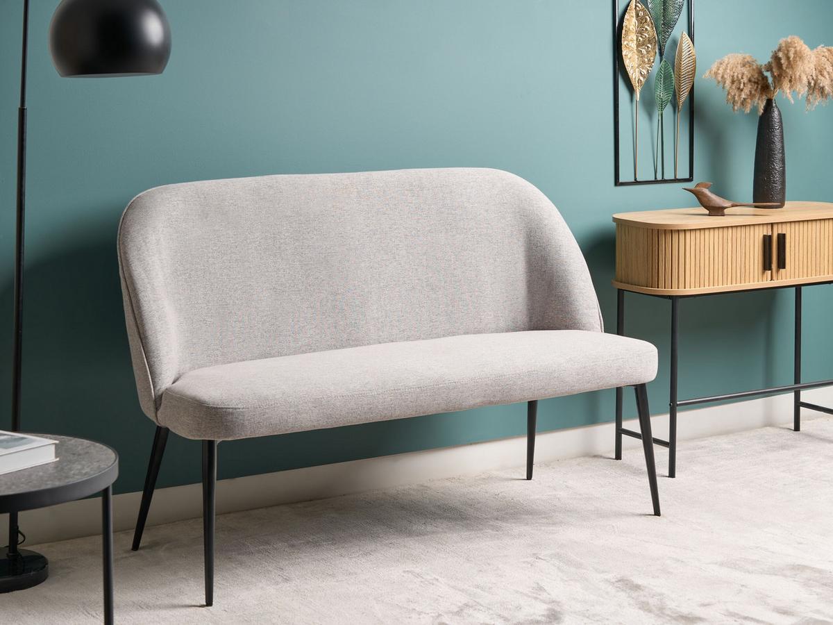 2-SITZER-KÜCHENSOFA hellgrau Osby - Schwarz/Grau, Textil (130/85/49cm) - Beliani