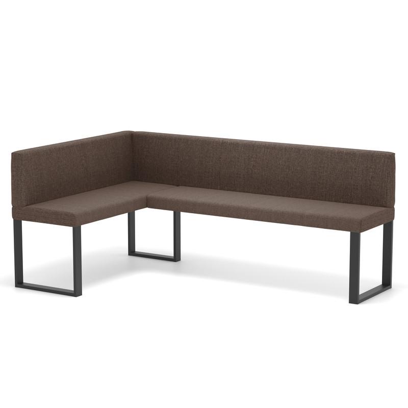 ECKBANK links SANA U Webstoff glatt, 128/168 cm Braun - Braun, Textil/Metall (128/168cm) - Idohome