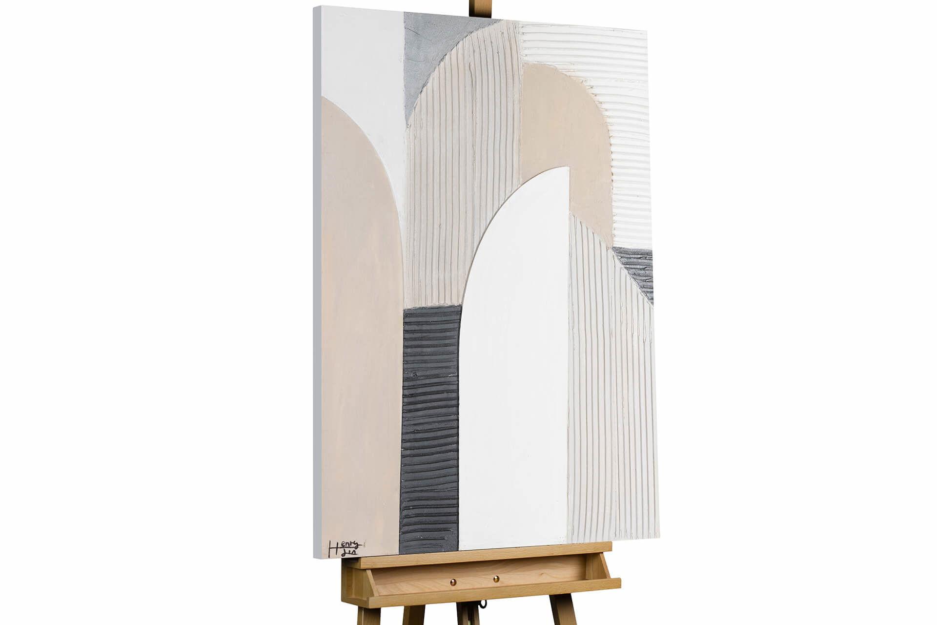 ACRYLBILD HANDGEMALT 75/100 cm - Beige/Weiß, Holz/Textil (75/100cm) - KUNSTLOFT