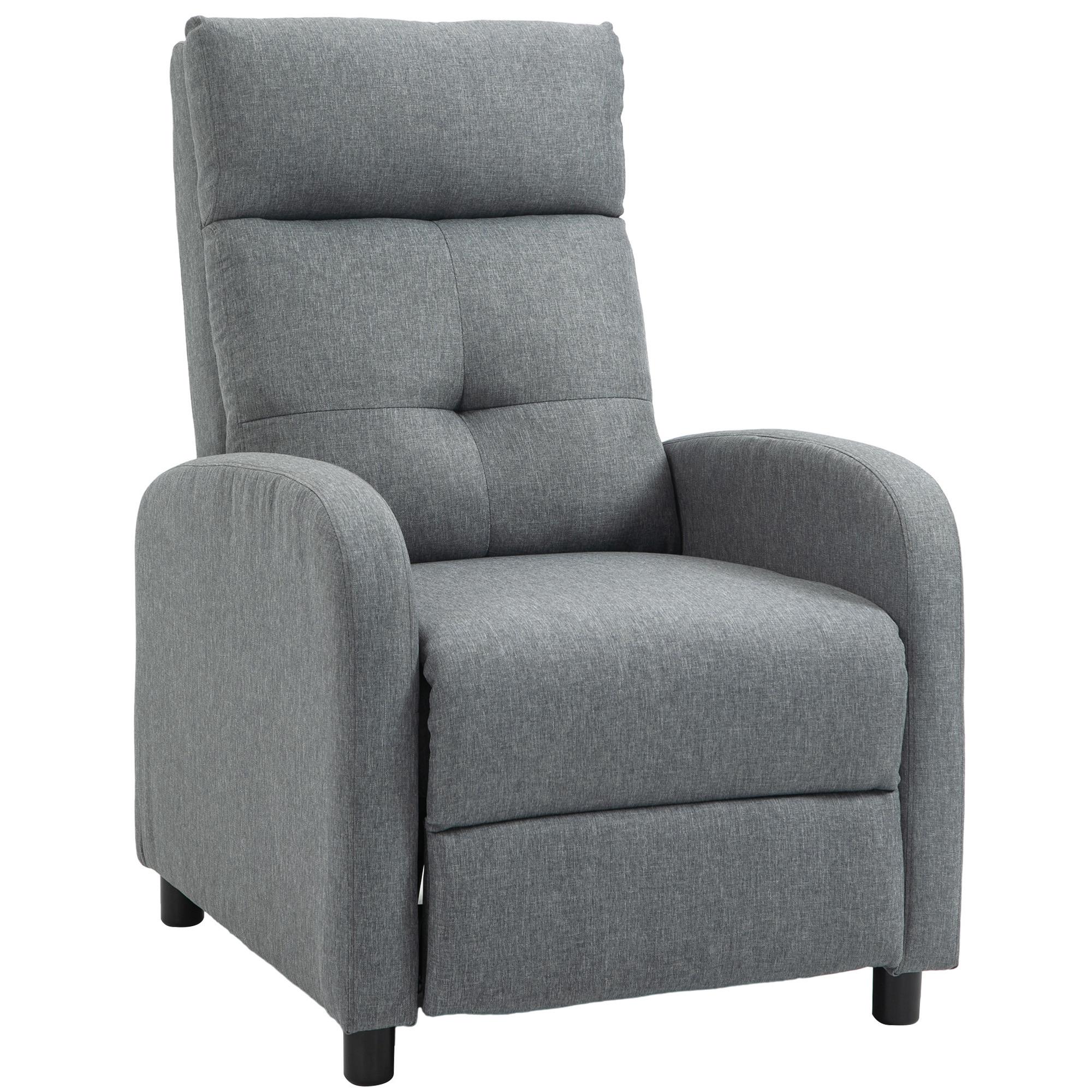 RELAXSESSEL, Fernsehsessel mit Liegefunktion, TV-Sessel mit Leinenoptik, Grau - Grau, Textil (67/98/87cm) - HOMCOM