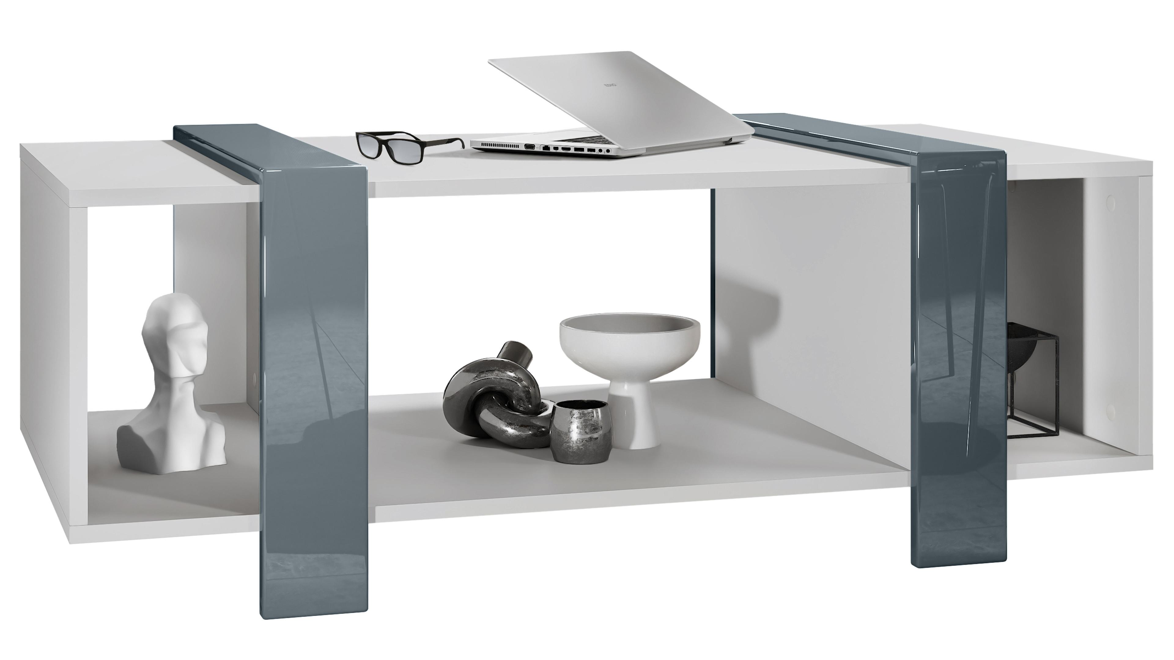 COUCHTISCH Ida Blenden in Grau Hochglanz - Grau, Holzwerkstoff (56.5/110.5/42cm) - Vladon