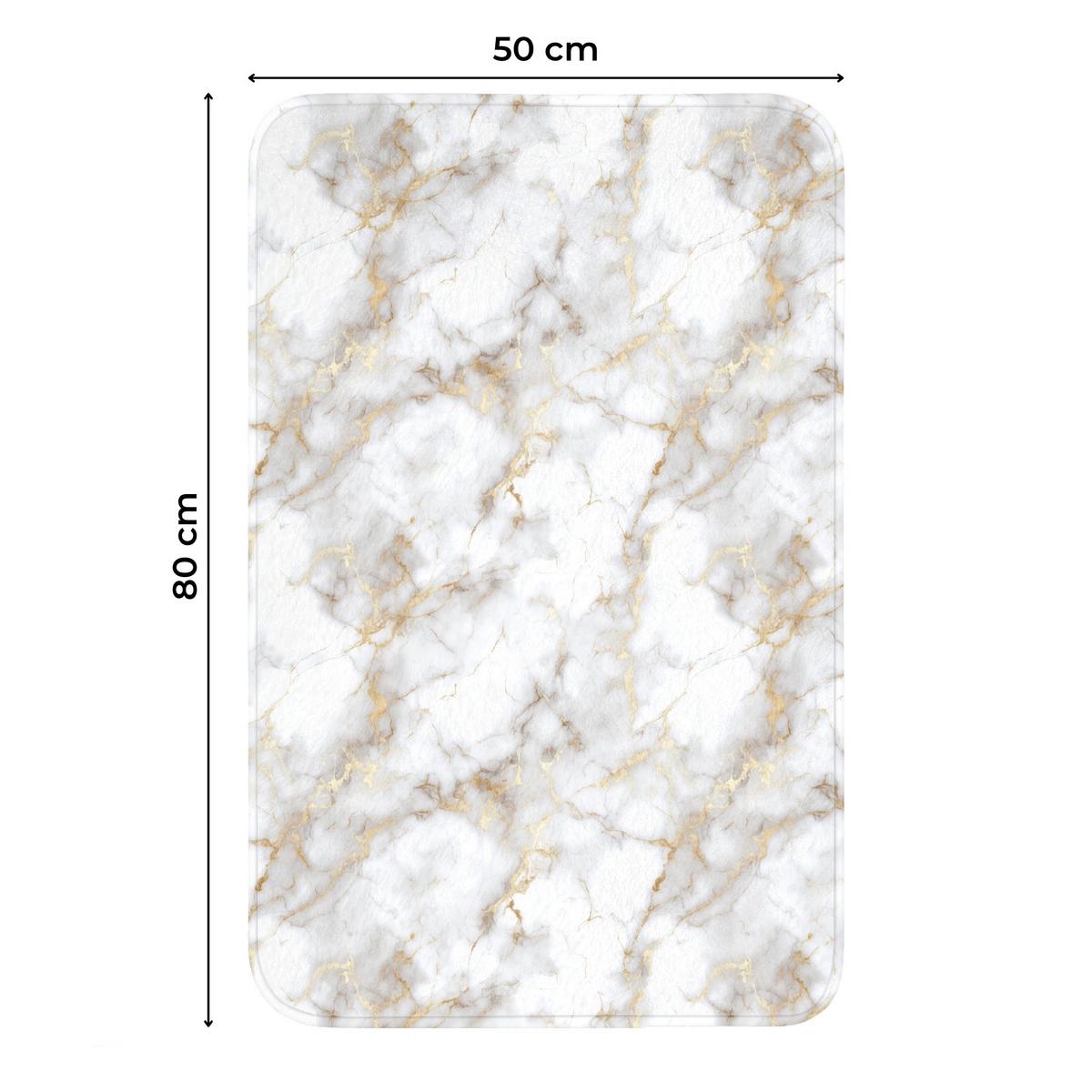 WC-VORLEGER Goldene Adern - Marmor - Weiß WC Teppich 50x80 cm - Weiß, Textil (50/1cm) - OnlyWow