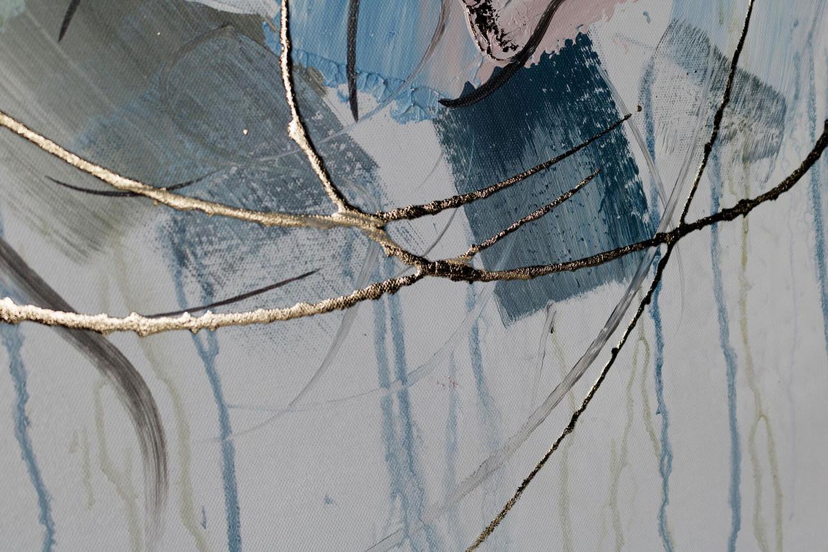 ACRYLBILD HANDGEMALT 60/90 cm - Blau/Grau, Holz/Textil (60/90cm) - KUNSTLOFT