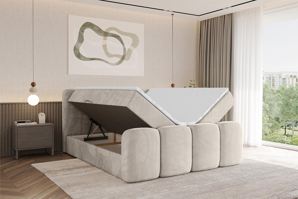 BOXBETT mit Matratze H4 und Lattenrost - NINA-Z - 160x200 cm - Beige - Champagner, Holzwerkstoff (160/200cm)