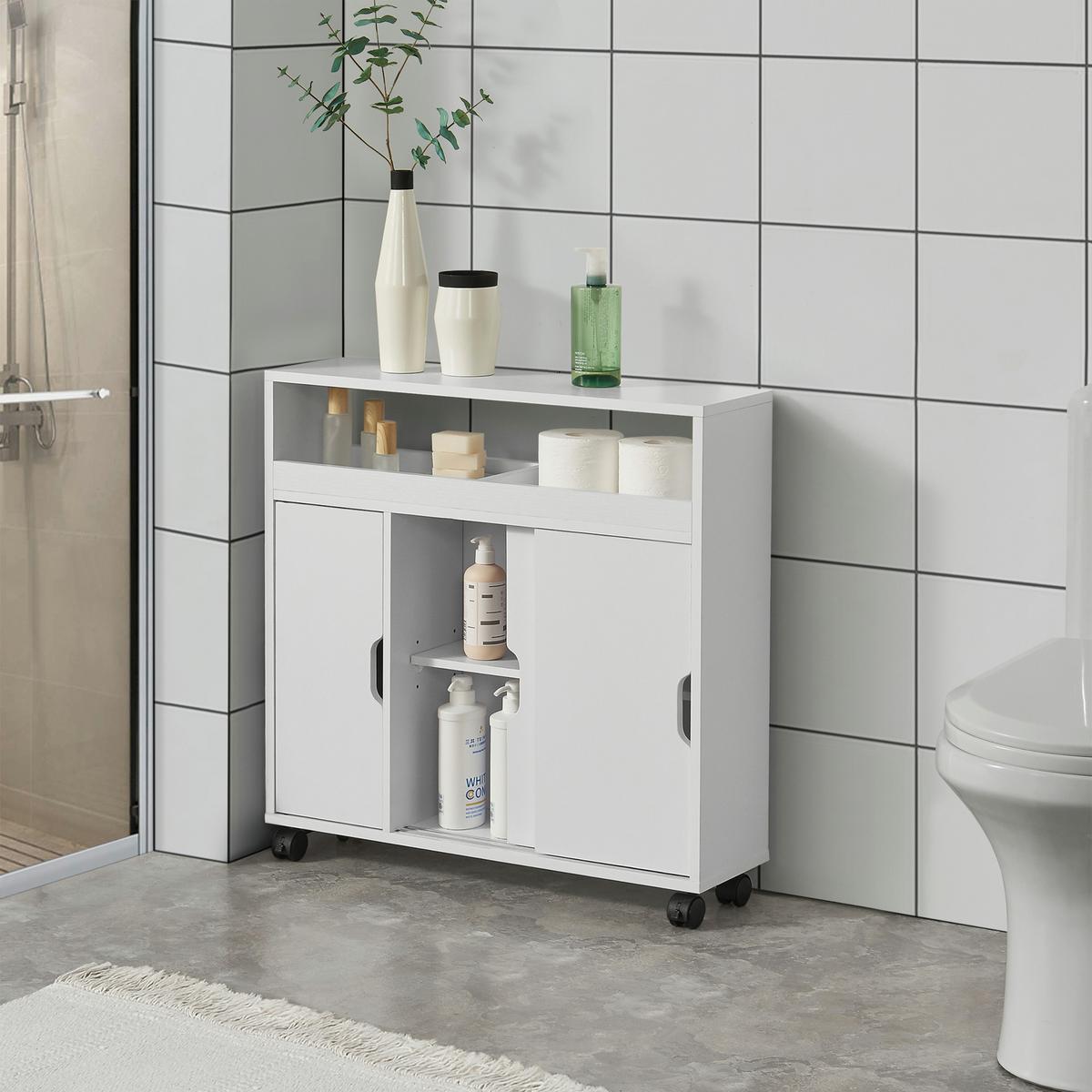 SEITENSCHRANK Lumijoki - Weiß, Holzwerkstoff (70/71/20cm) - [en.casa]